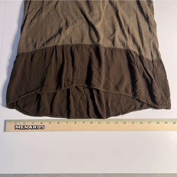 ANTHROPOLOGIE Left of Center Boho Tunic Top Size M Scoop Neck Hi-Lo Olive Green - Picture 11 of 12